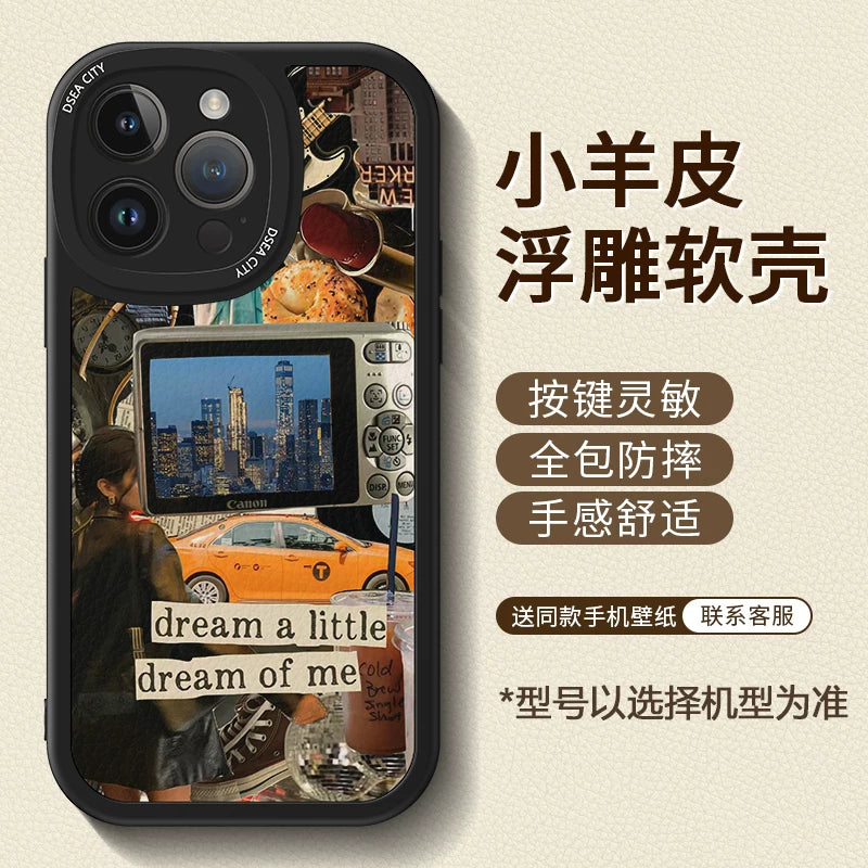 New American-style creative retro patchwork premium full-coverage shockproof phone case