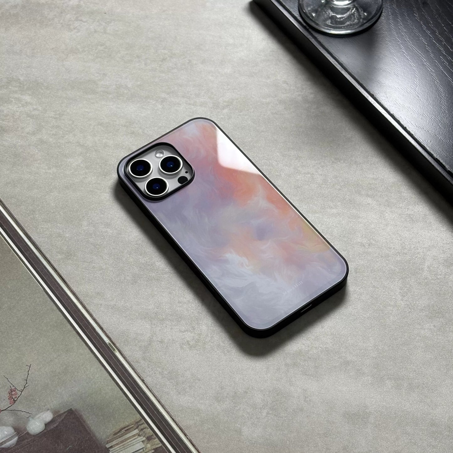 Colorful flowing water pattern, anti-slip, full-coverage glass original premium phone case.