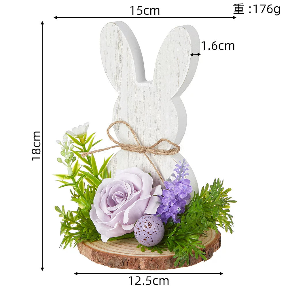 Easter Bunny Egg Simulation Flower Bunny-Shaped Desktop Ornament