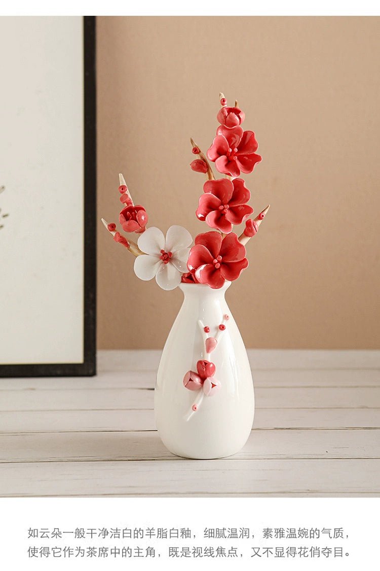 Hand Kneaded Ceramic Flower Branch Vase Flower Insert Set
