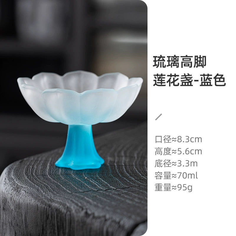 Lotus-Stemmed Colored Glass Cup