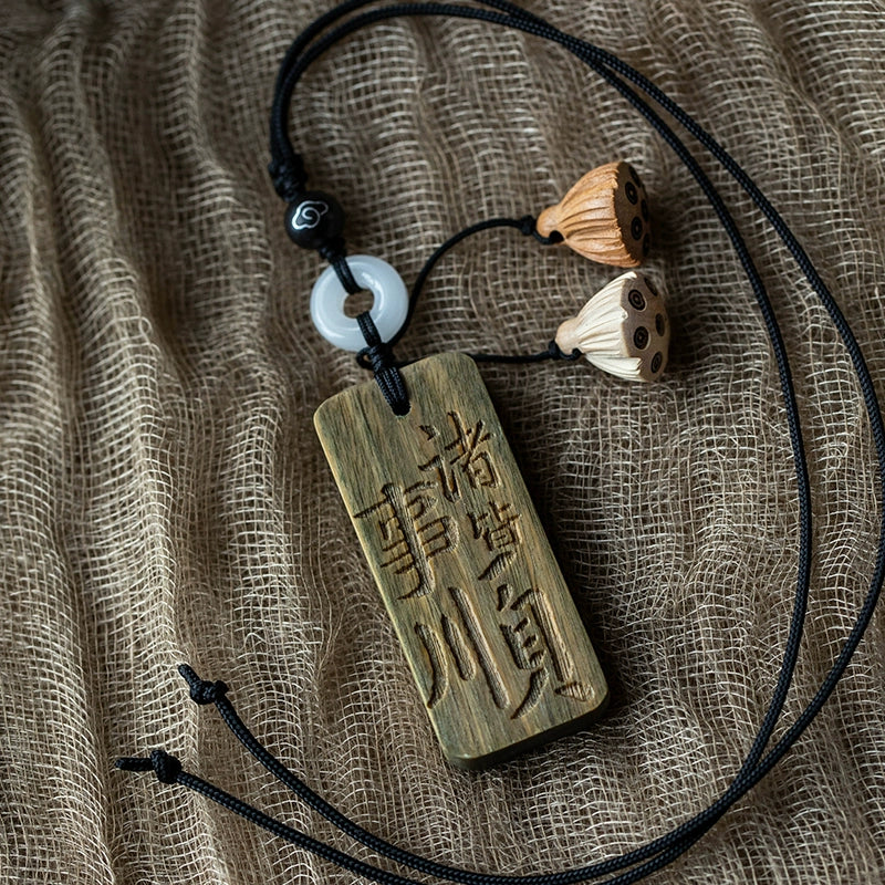 Peace Plaque Green Sandalwood Car Pendant