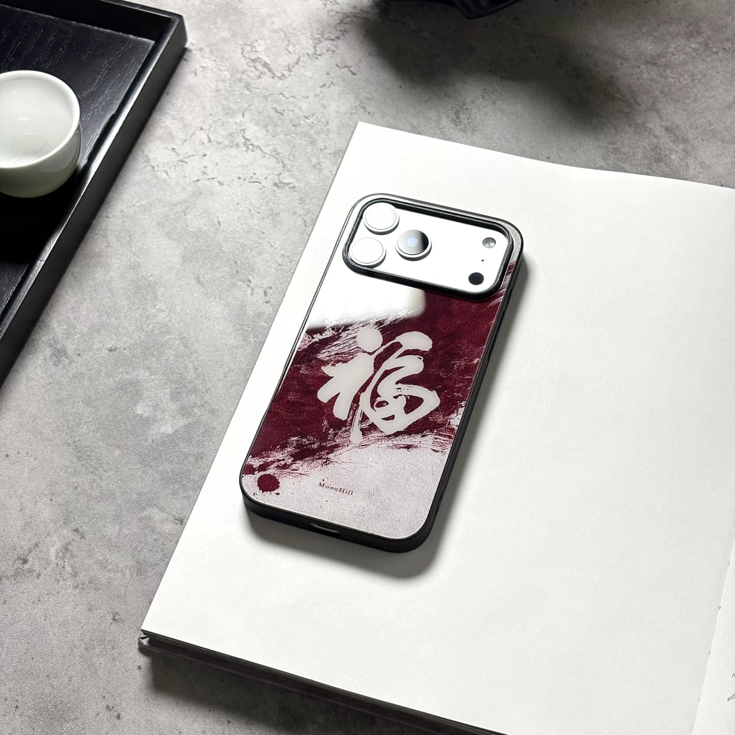 Chinese-themed blessing design premium glass phone case
