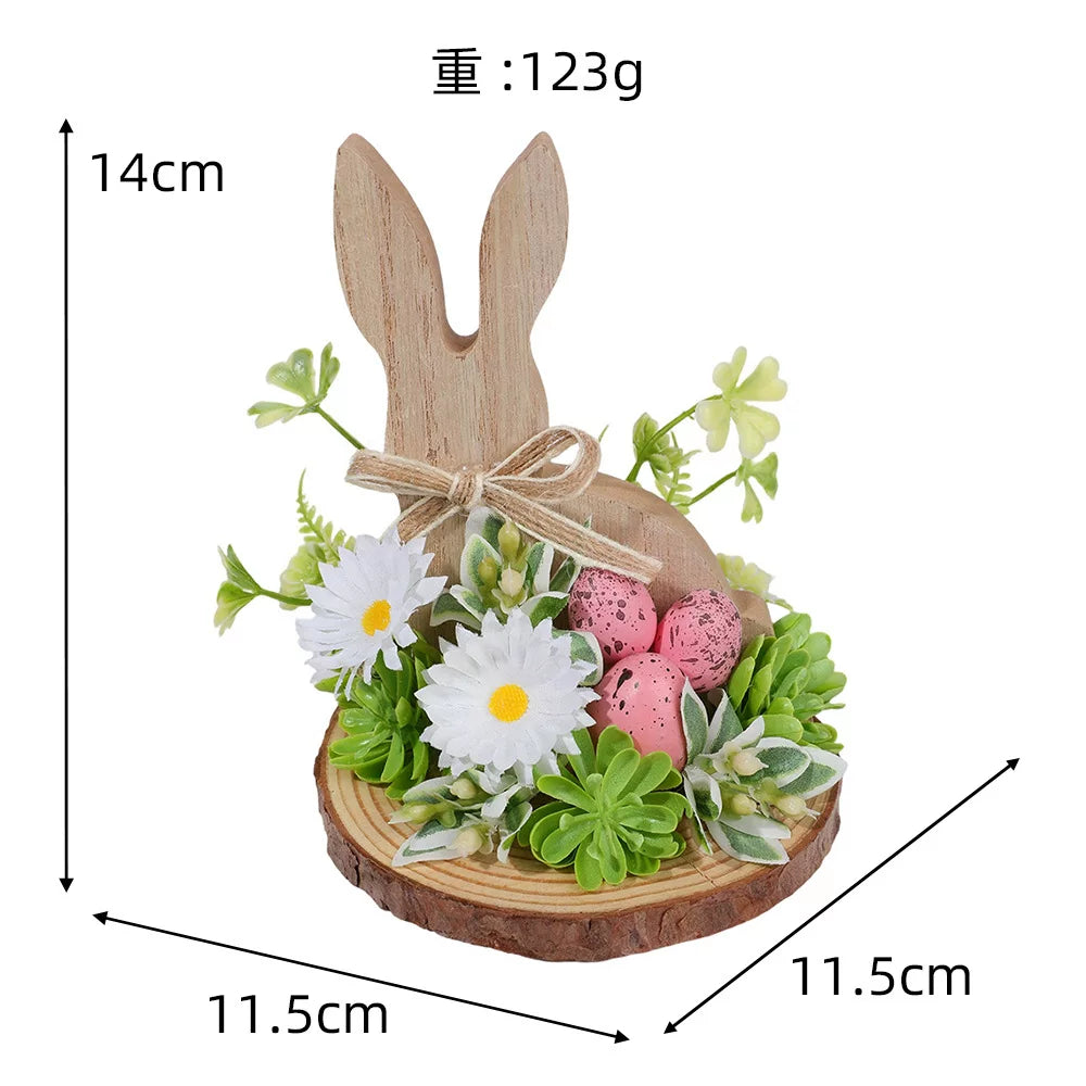 Easter Bunny Egg Simulation Flower Bunny-Shaped Desktop Ornament