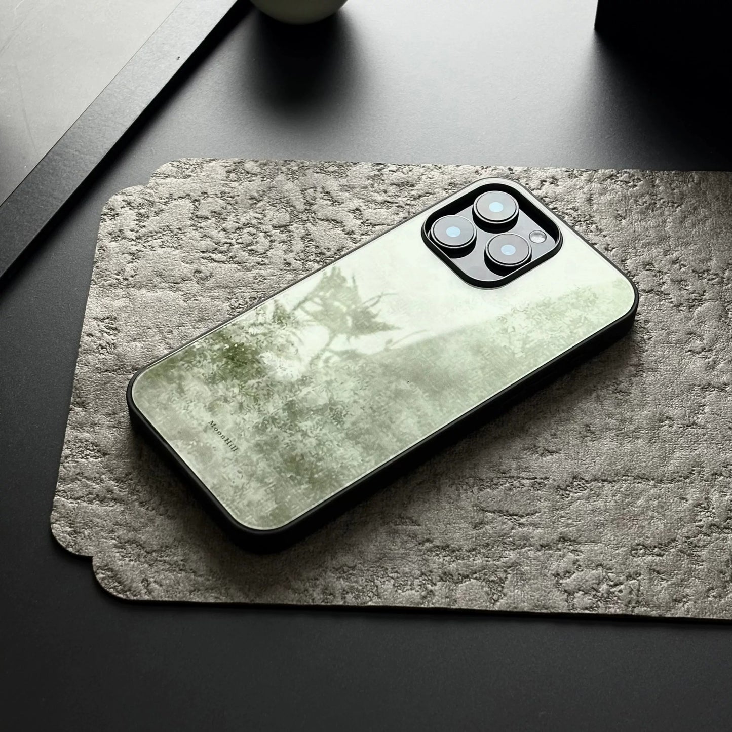 Gray-green anti-slip full-coverage glass premium phone case
