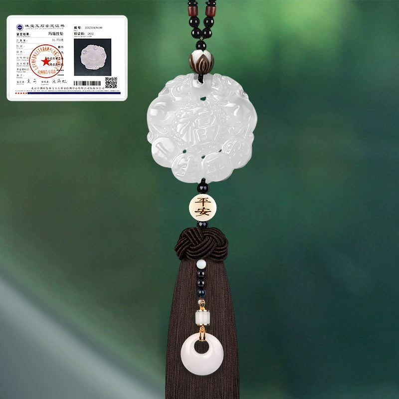 White Chalcedony Pi Xiu Pendant Car Accessory