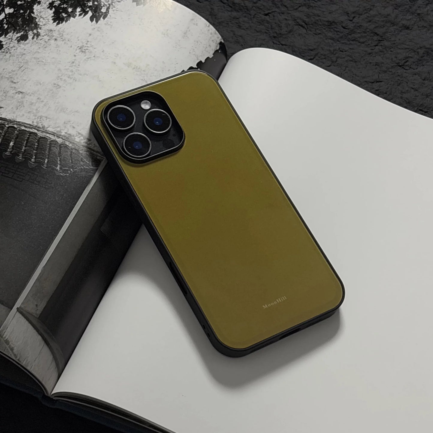 Brownish-yellow anti-slip glass original premium phone case