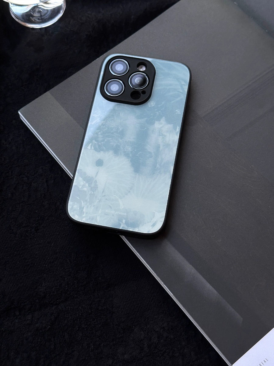 Night Studio Blue Flower Shadow Glass Phone Case
