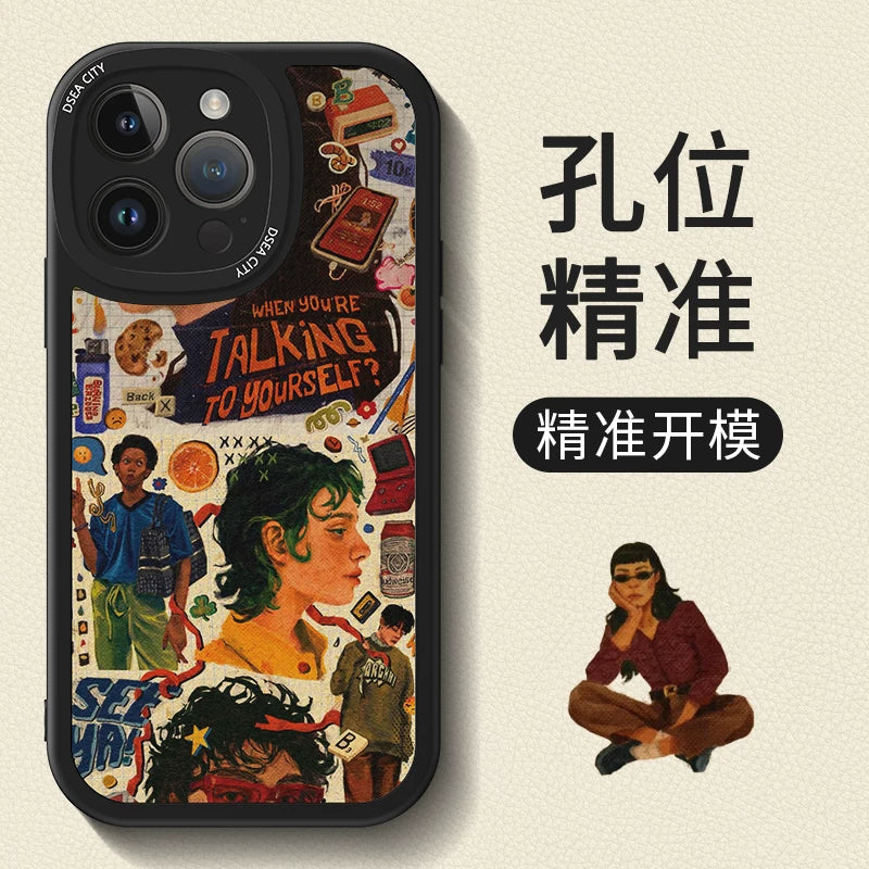 New American-style creative retro patchwork premium full-coverage shockproof phone case