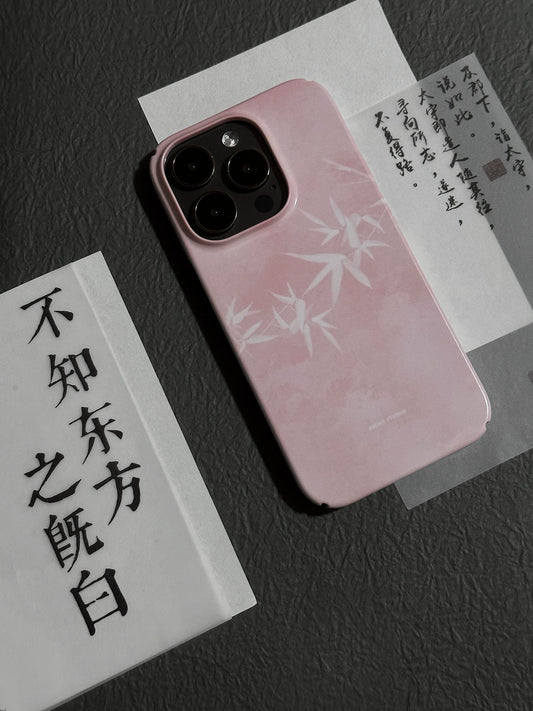 Night Studio White Bamboo Leaf Pink Phone Case
