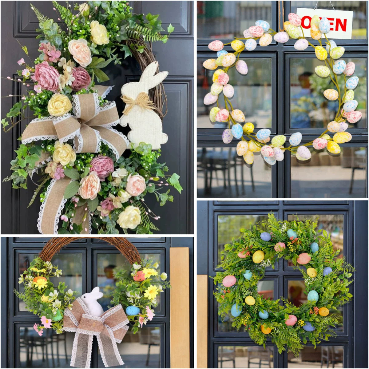 Easter Bunny Wreath Foam Egg Artificial Plant Ring Decoration