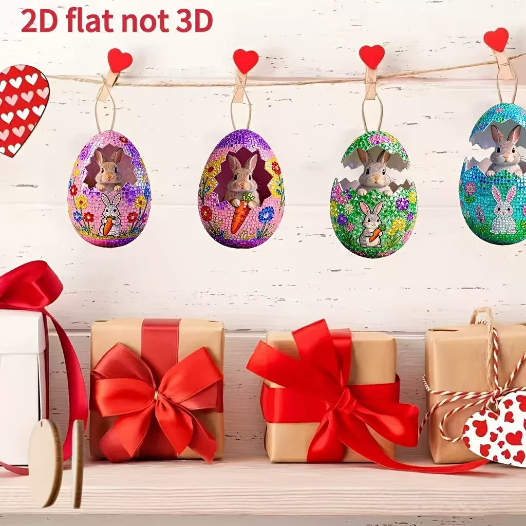 Easter wooden egg bunny ornament