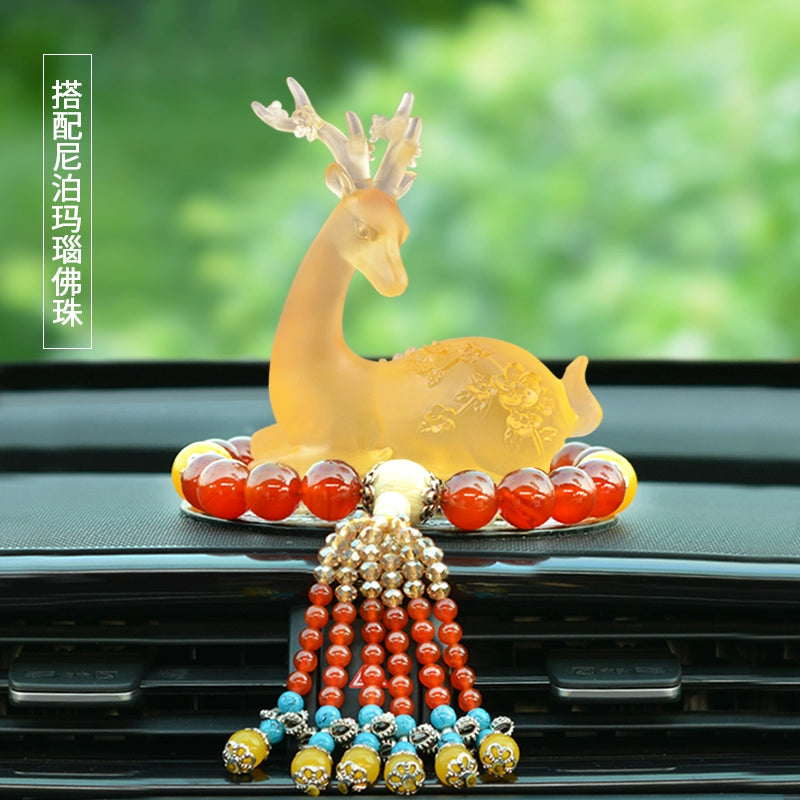 Crystal Deer Perfume Base with Agate Buddha Beads