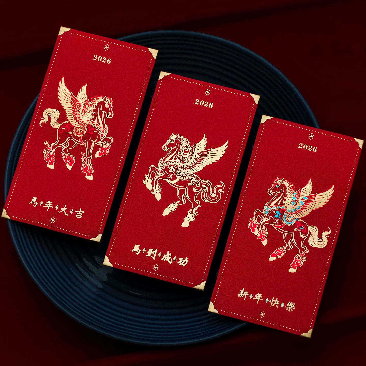 Creative gold foil stamping 2026 Year of the Horse Chinese New Year red envelope