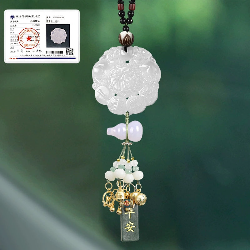 White Chalcedony Pi Xiu Pendant Car Accessory