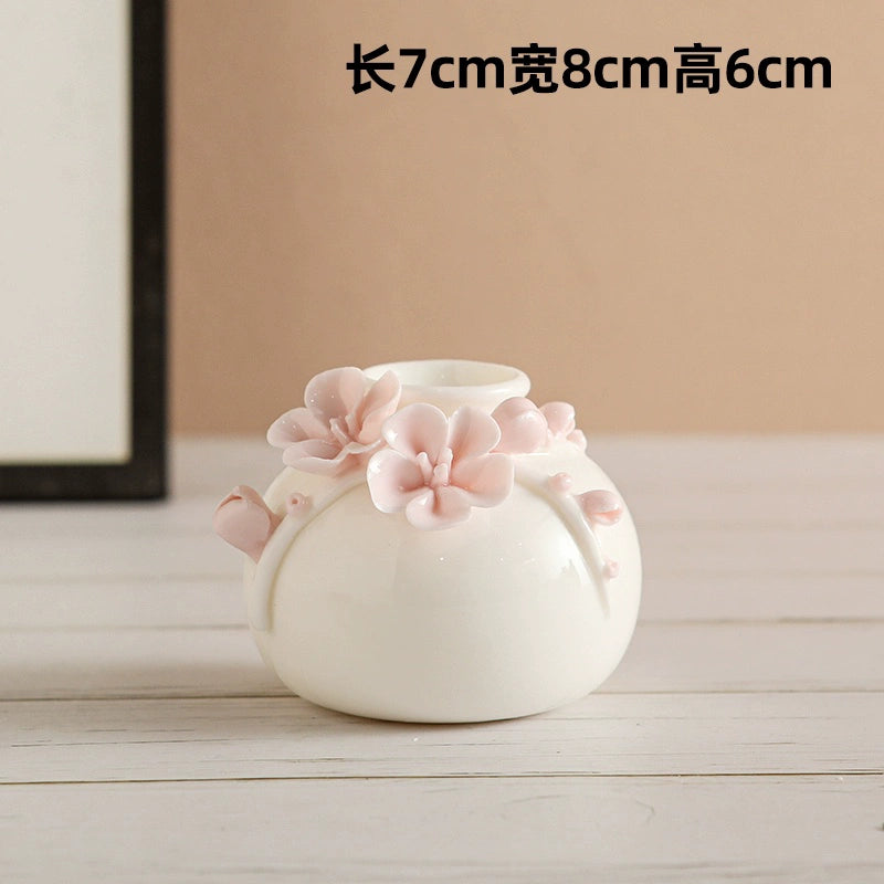 Hand Kneaded Ceramic Flower Branch Vase Flower Insert Set