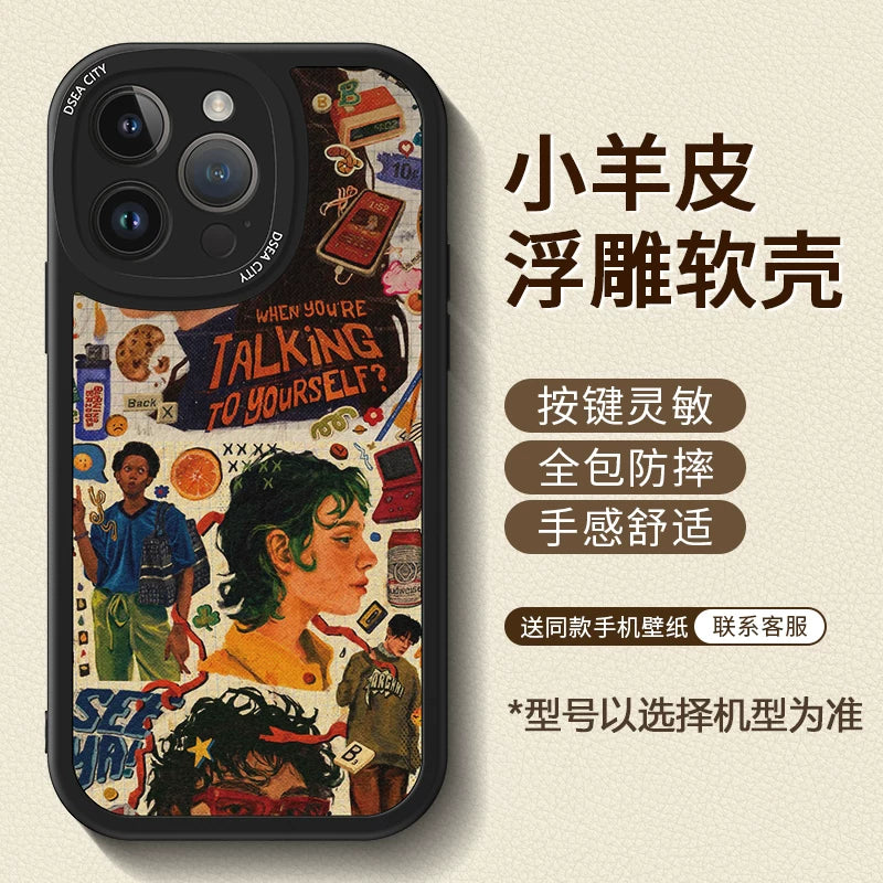 New American-style creative retro patchwork premium full-coverage shockproof phone case