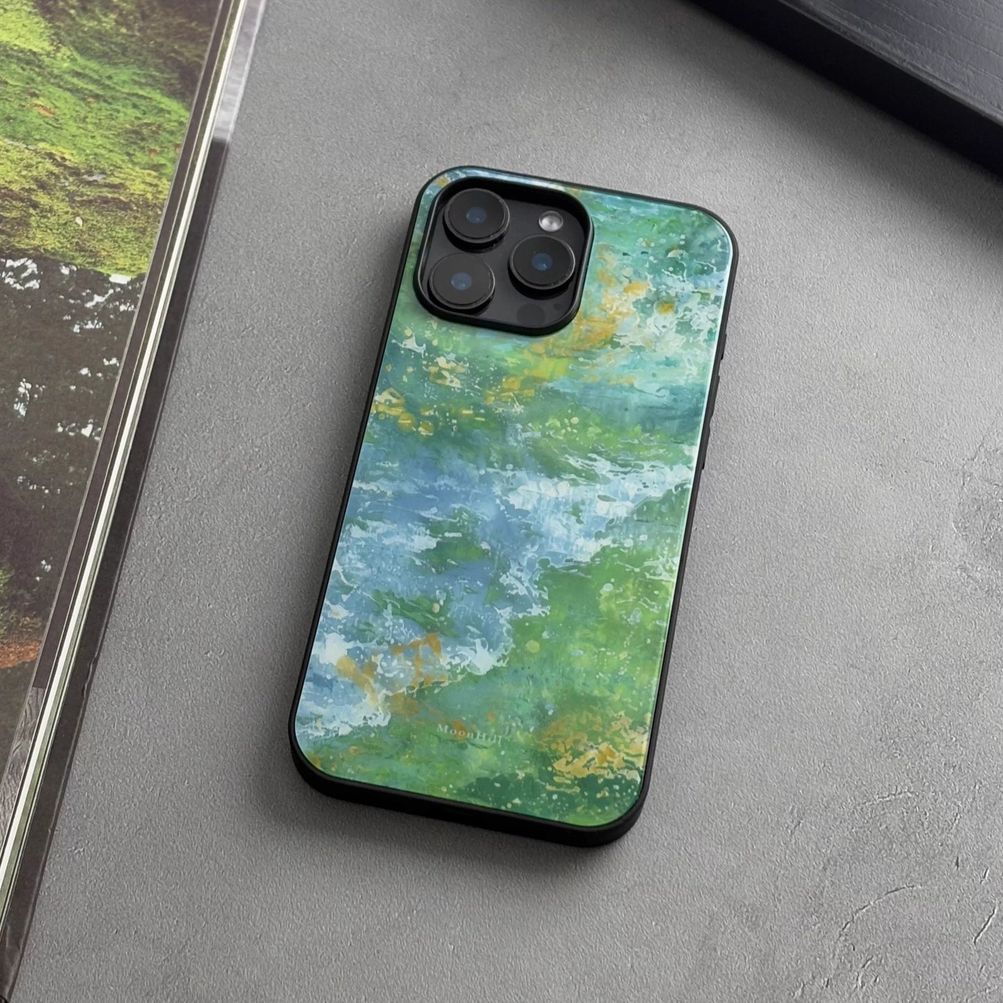 Summer-themed oil painting style, anti-slip, full-coverage glass, original design, premium new phone case.
