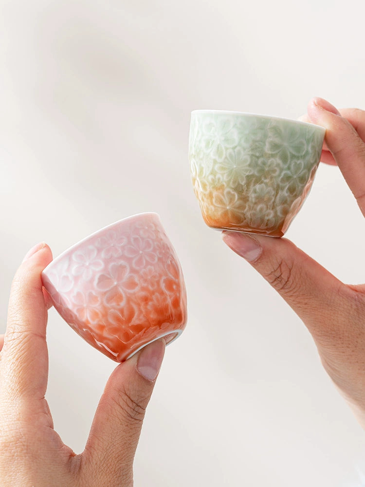 Ombré Cherry Blossom Relief Teacup