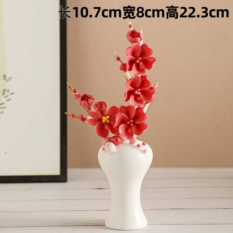 Hand Kneaded Ceramic Flower Branch Vase Flower Insert Set