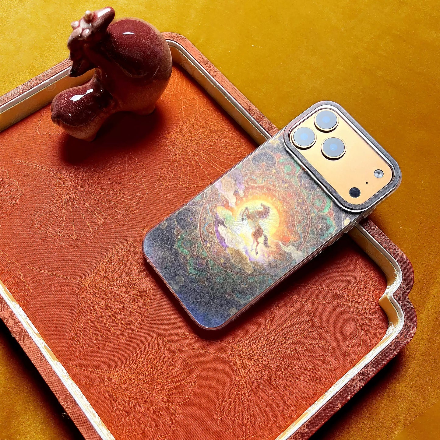 Drive your dreams! Dunhuang art painting laser-cut drop-proof 15pm premium phone case