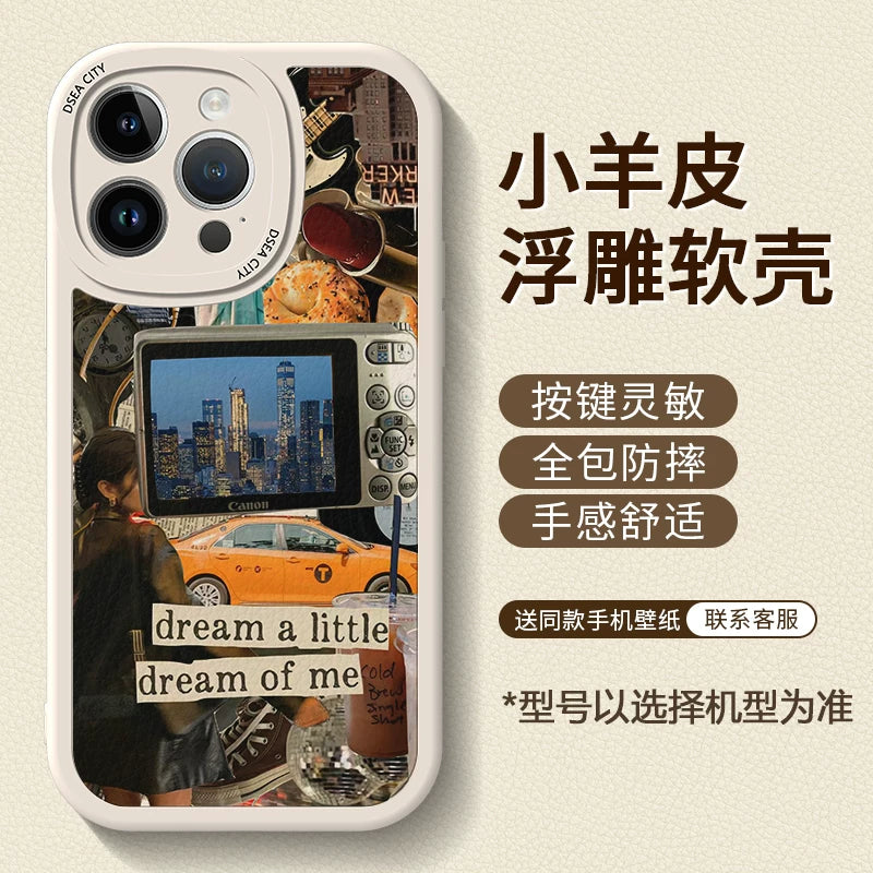 New American-style creative retro patchwork premium full-coverage shockproof phone case