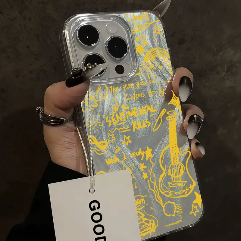 Retro Instagram niche trendy cool guitar feather phone case