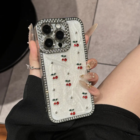 Instagram-style rhinestone cherry blossom floral rhinestone phone case