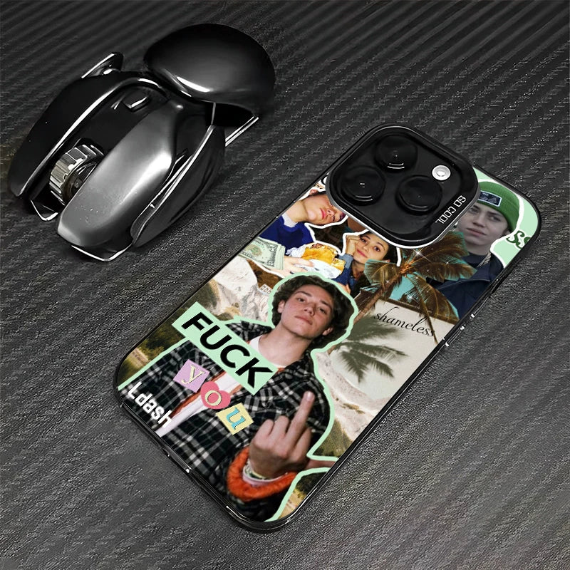 Shameless, unscrupulous Carl, with a high-end phone case.