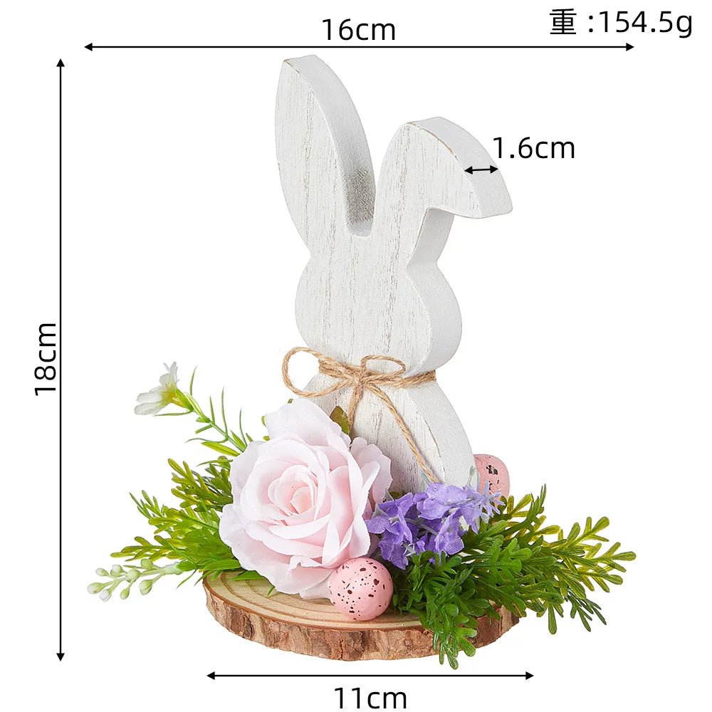Easter Bunny Egg Simulation Flower Bunny-Shaped Desktop Ornament