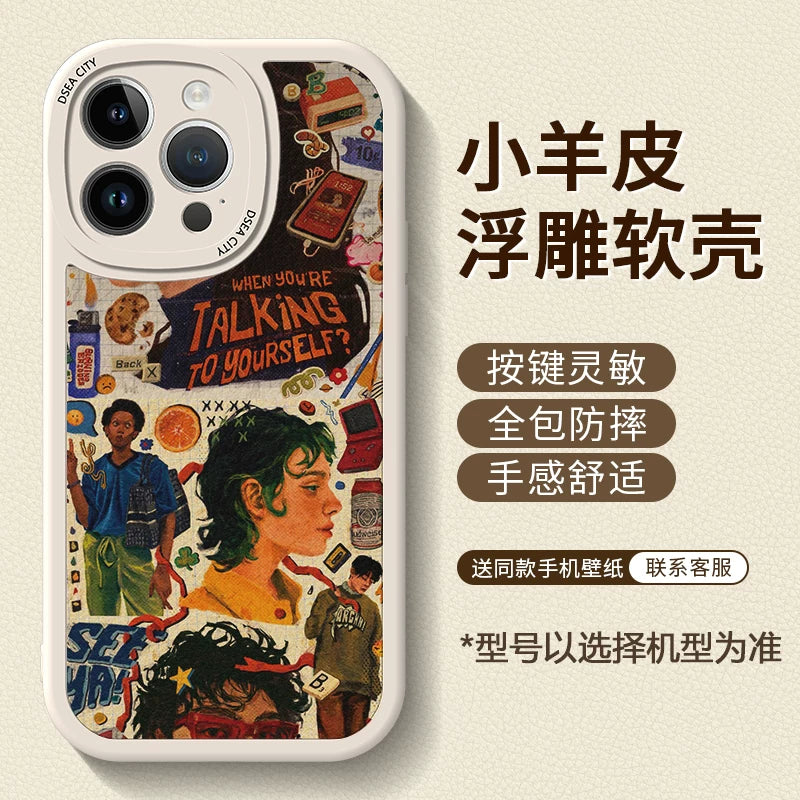 New American-style creative retro patchwork premium full-coverage shockproof phone case
