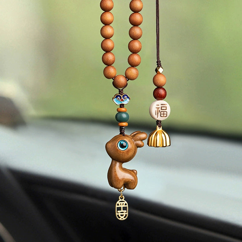 Cute Deer Sandalwood Car Pendant
