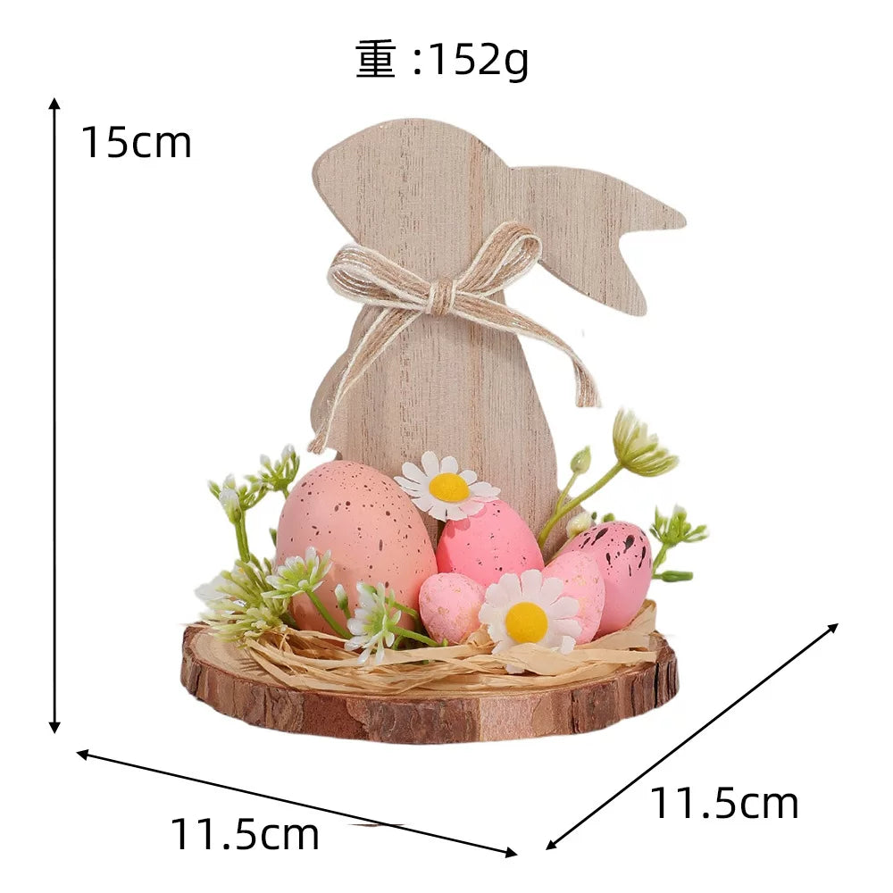 Easter Bunny Egg Simulation Flower Bunny-Shaped Desktop Ornament