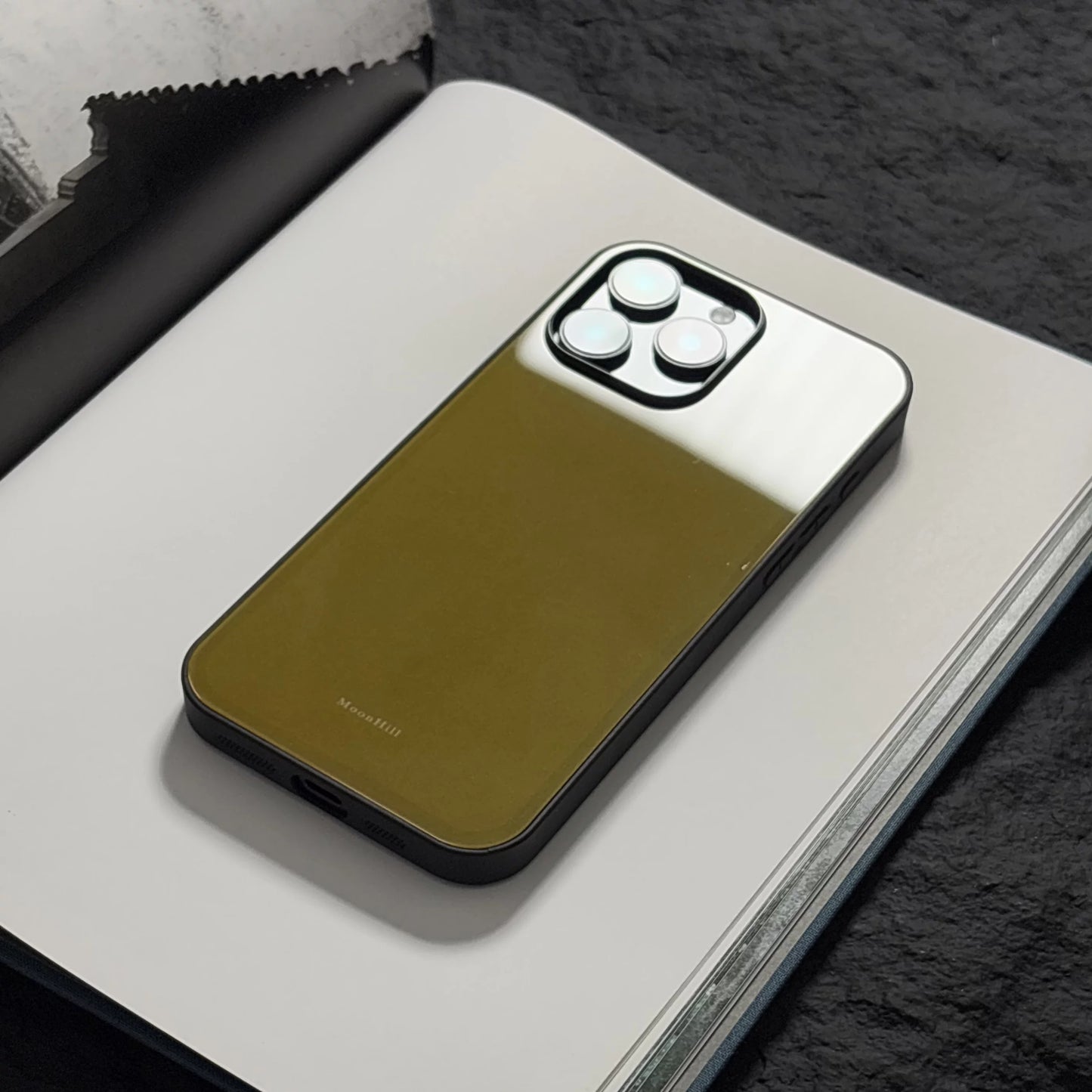 Brownish-yellow anti-slip glass original premium phone case