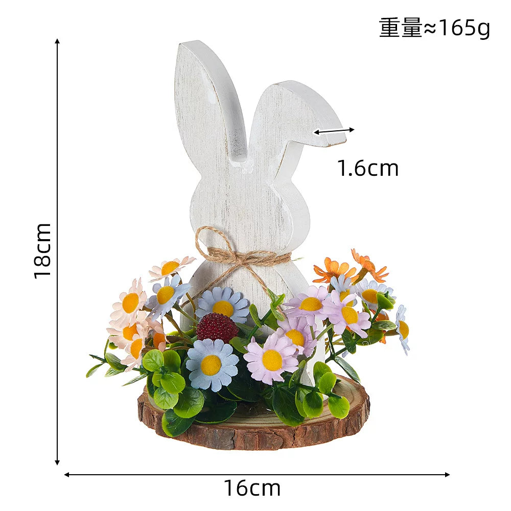 Easter Bunny Egg Simulation Flower Bunny-Shaped Desktop Ornament