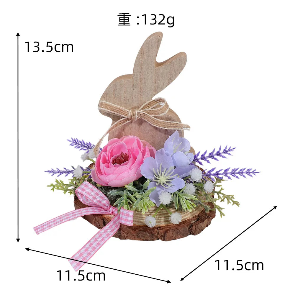 Easter Bunny Egg Simulation Flower Bunny-Shaped Desktop Ornament