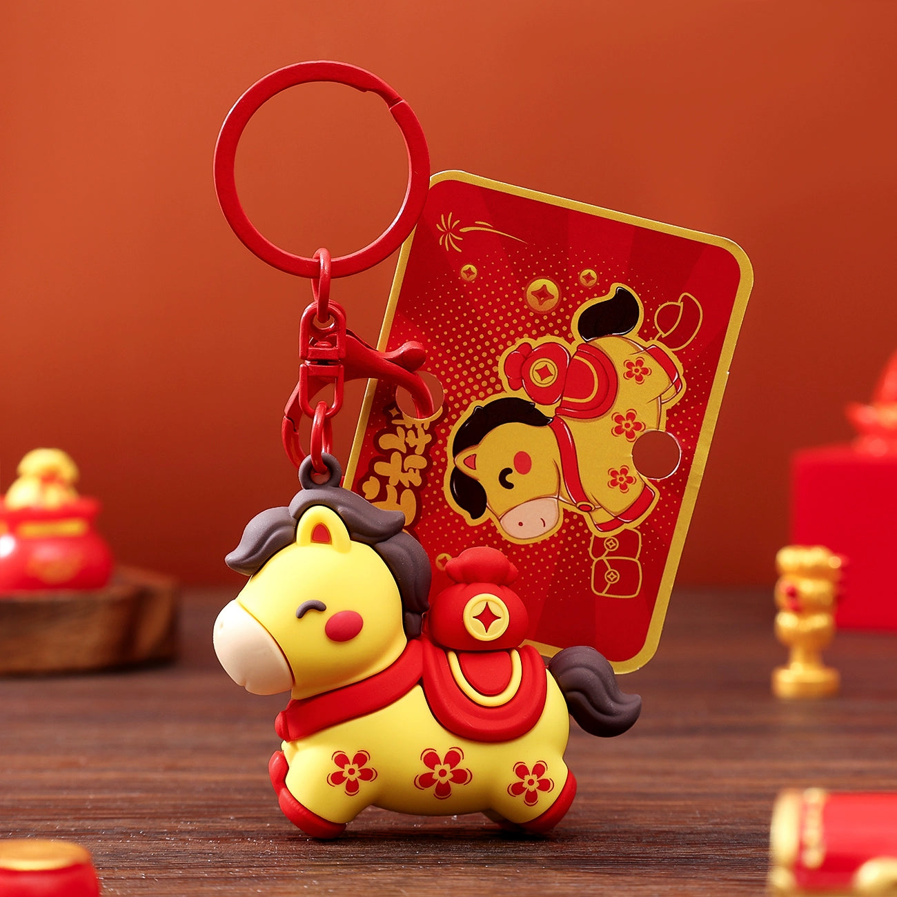 2026 Year of the Horse Mascot Hanging Ornament – “Immediate Wealth” Keychain