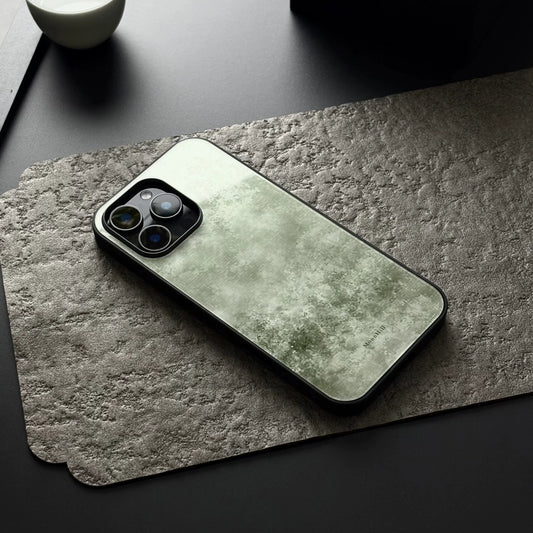 Gray-green anti-slip full-coverage glass premium phone case