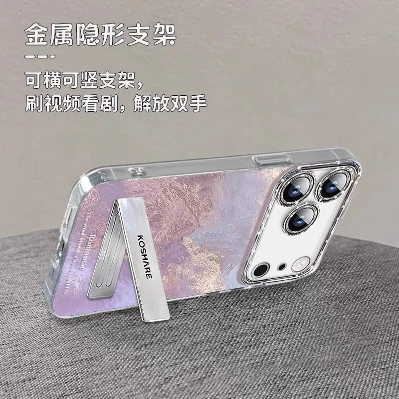 Gradient Blue Luxury Lens Full Coverage Phone Case with Stand