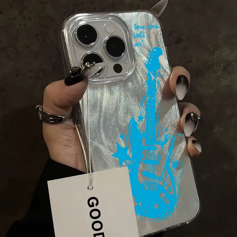 Retro Instagram niche trendy cool guitar feather phone case