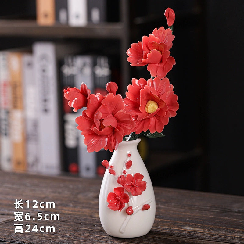 Hand Kneaded Ceramic Flower Branch Vase Flower Insert Set