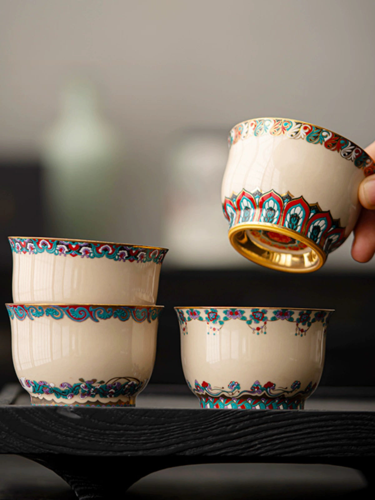Dunhuang Murals Teacup with Gilded Accents