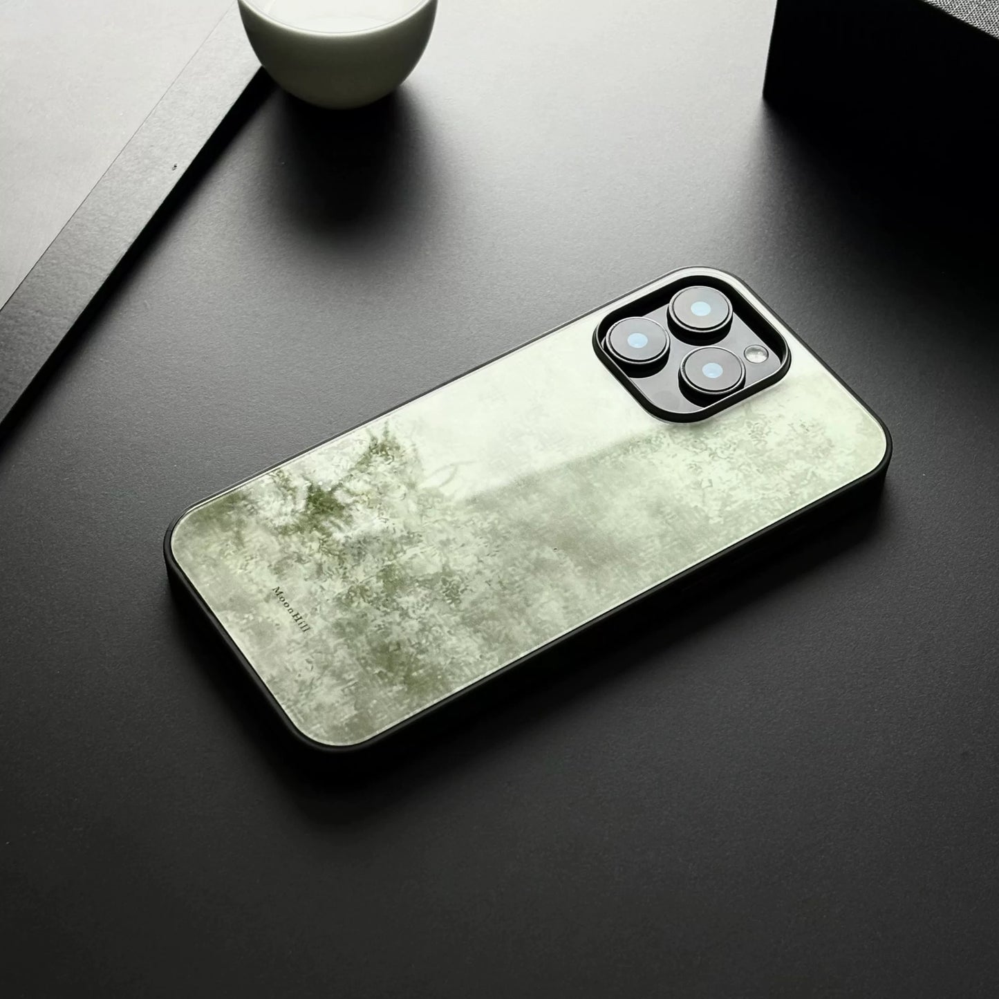 Gray-green anti-slip full-coverage glass premium phone case