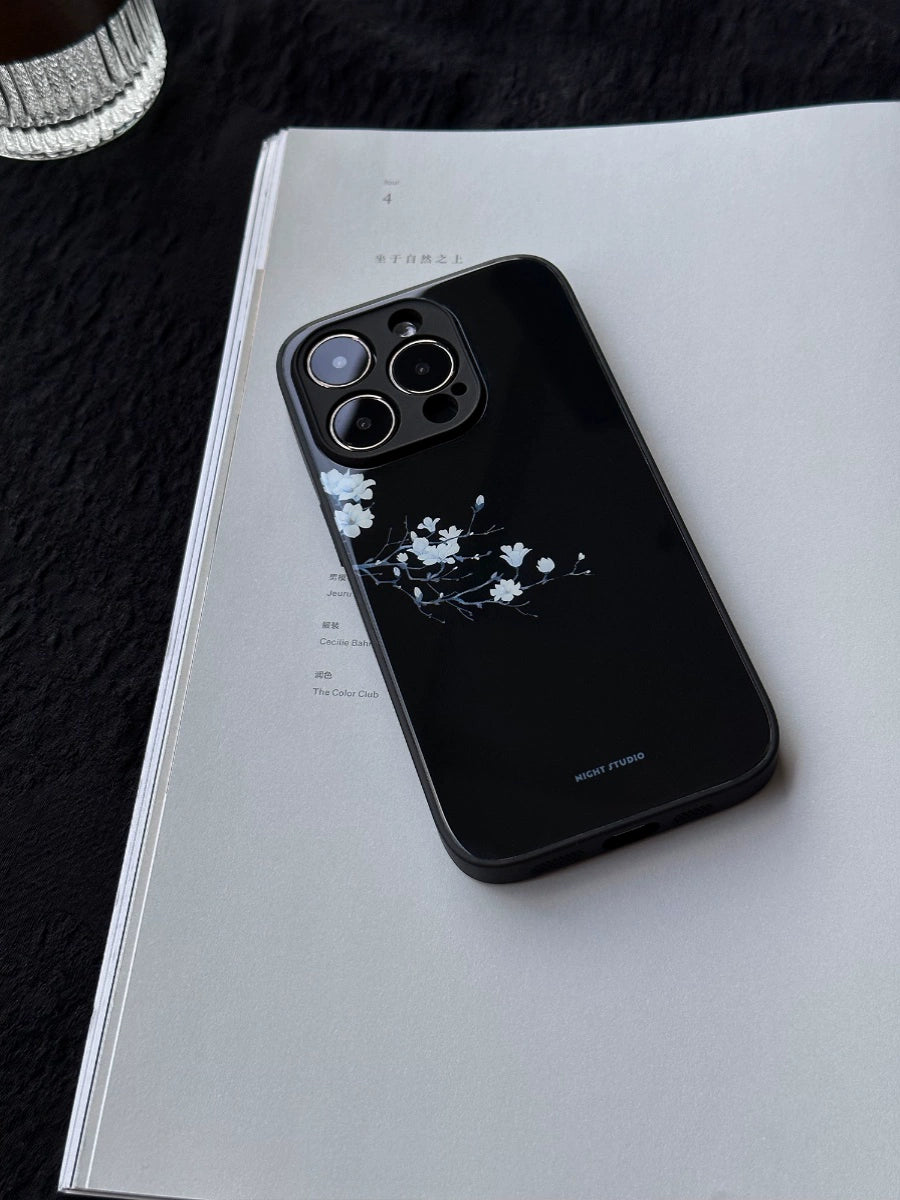 Night Studio Vintage white Magnolia Black Phone Case