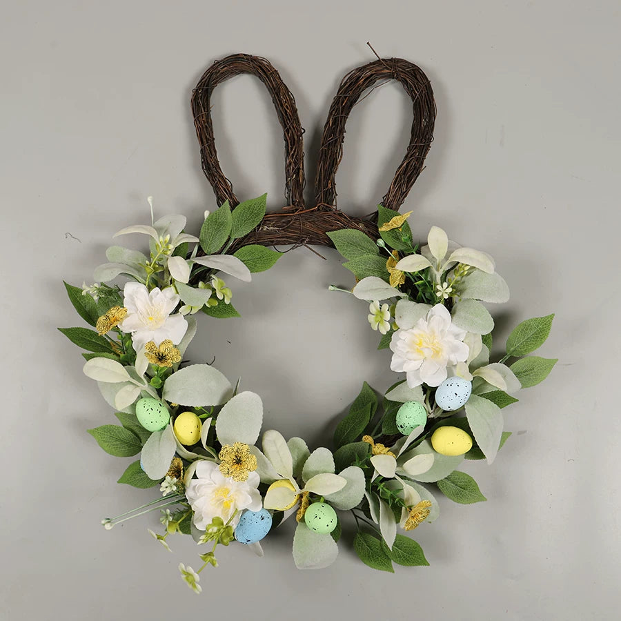 Easter Bunny Egg Wreath Artificial Flower Decorative Pendant