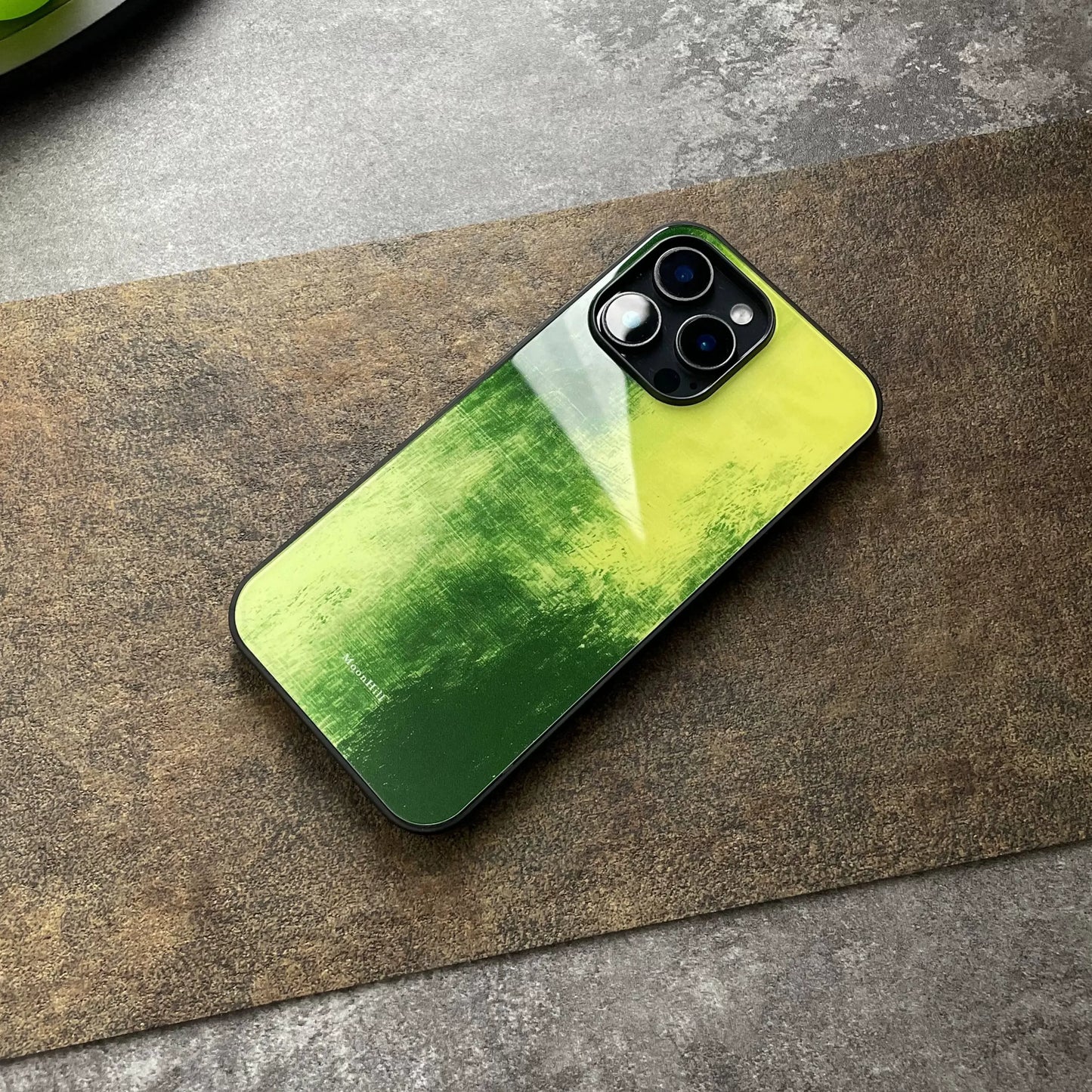 Green non-slip full-coverage glass original design premium phone case