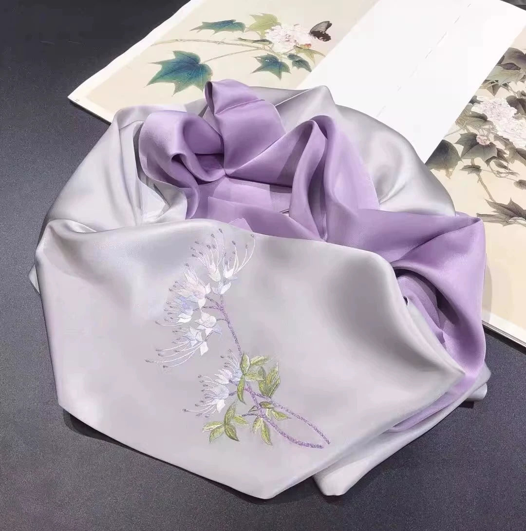 Shu Embroidery Handmade Embroidery Silk Scarf
