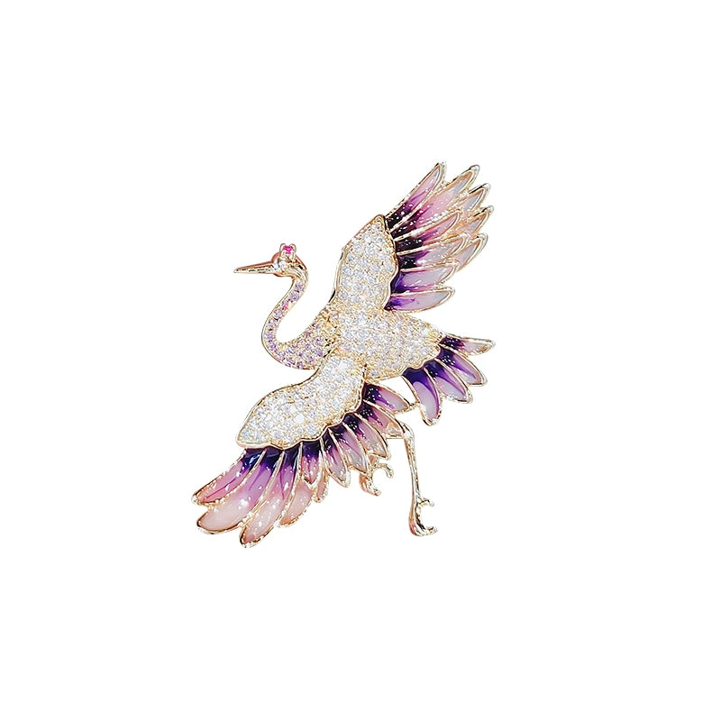 Chinese flying crane brooch