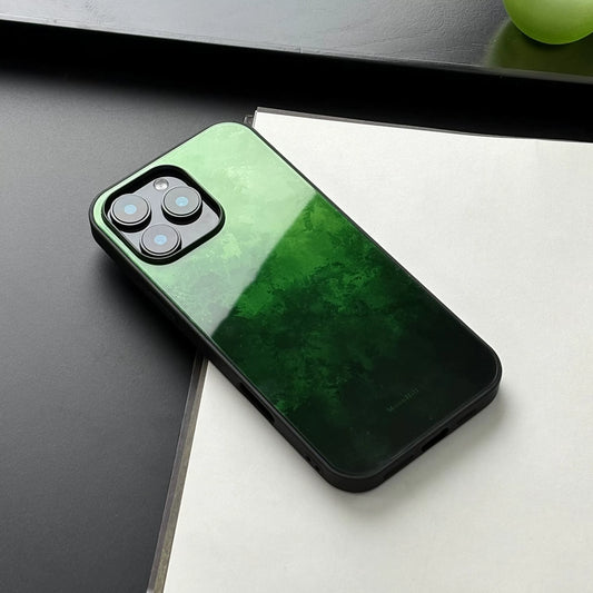 Emerald green artistic painting non-slip full-coverage glass premium phone case