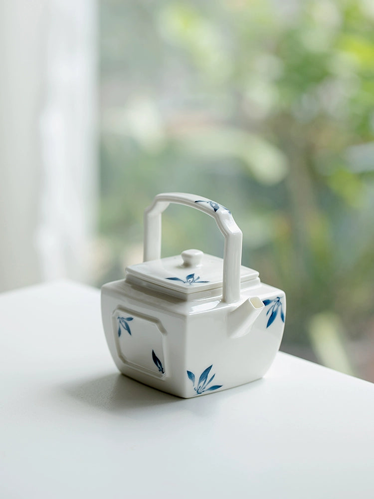 Hand-Painted Butterfly Orchid Dual-Aperture Teapot